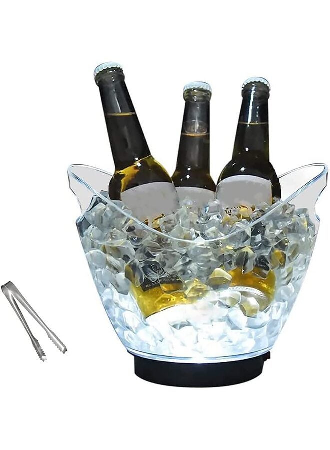 يُسلِّم دلو ثلج مزود بإضاءة LED، دلو ثلج بلاستيكي شفاف، دلو ثلج كبير السعة، دلو تبريد LED ملون RGB، دلو ثلج للشمبانيا والنبيذ والبيرة مع إضاءة للحفلات والمنازل والبارات والنوادي - Image 1